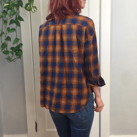 Madewell Golden Blue Plaid Button Down Shirt - Picture 7 of 8